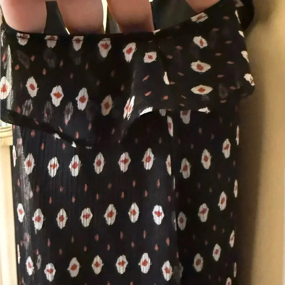 Who What Wear Spaghetti Strap Sheer Black Maxi with White & Red Print Size M - Picture 3 of 7